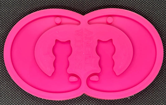 Cat on moon silicone resin or soap mold