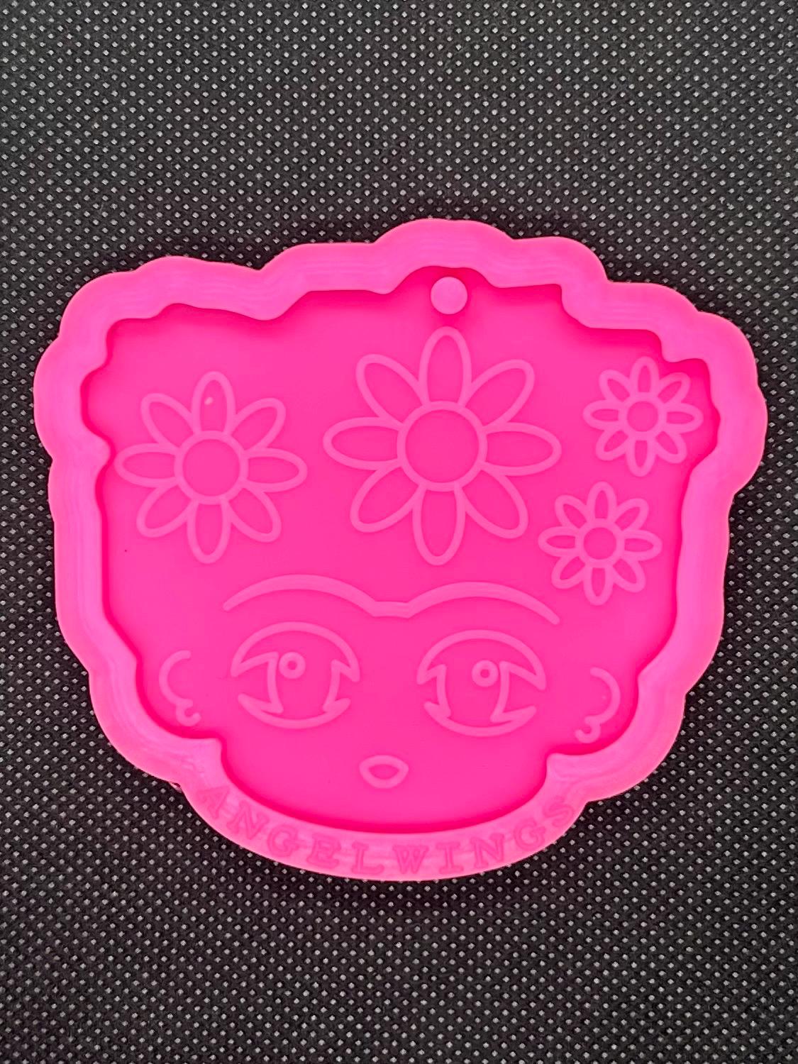 Girl with flower hair silicone resin or soap mold