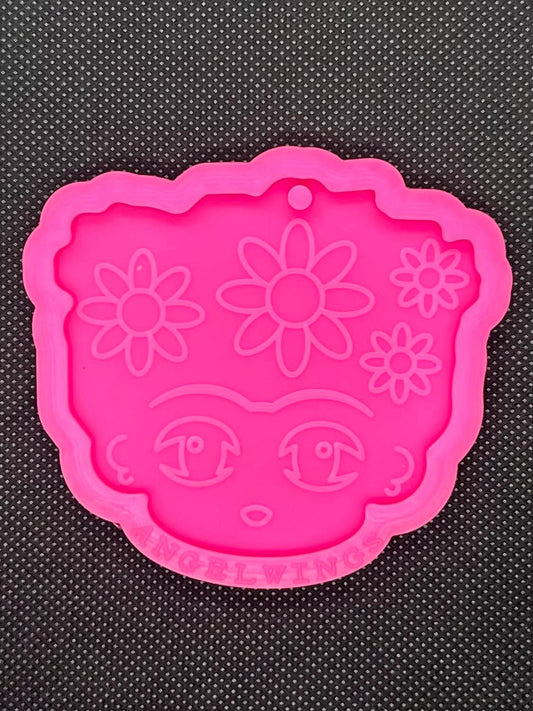 Girl with flower hair silicone resin or soap mold
